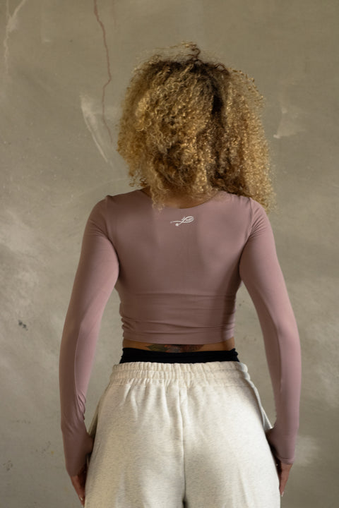 Mocha Mauve Halter Long Sleeve