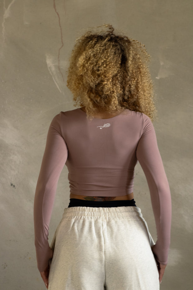 Mocha Mauve Halter Long Sleeve